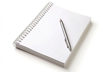 A blank spiral notebook with a silver pen resting on it, ready for writing or drawing.