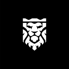 Head Lion Geomatric Logo Design Vector