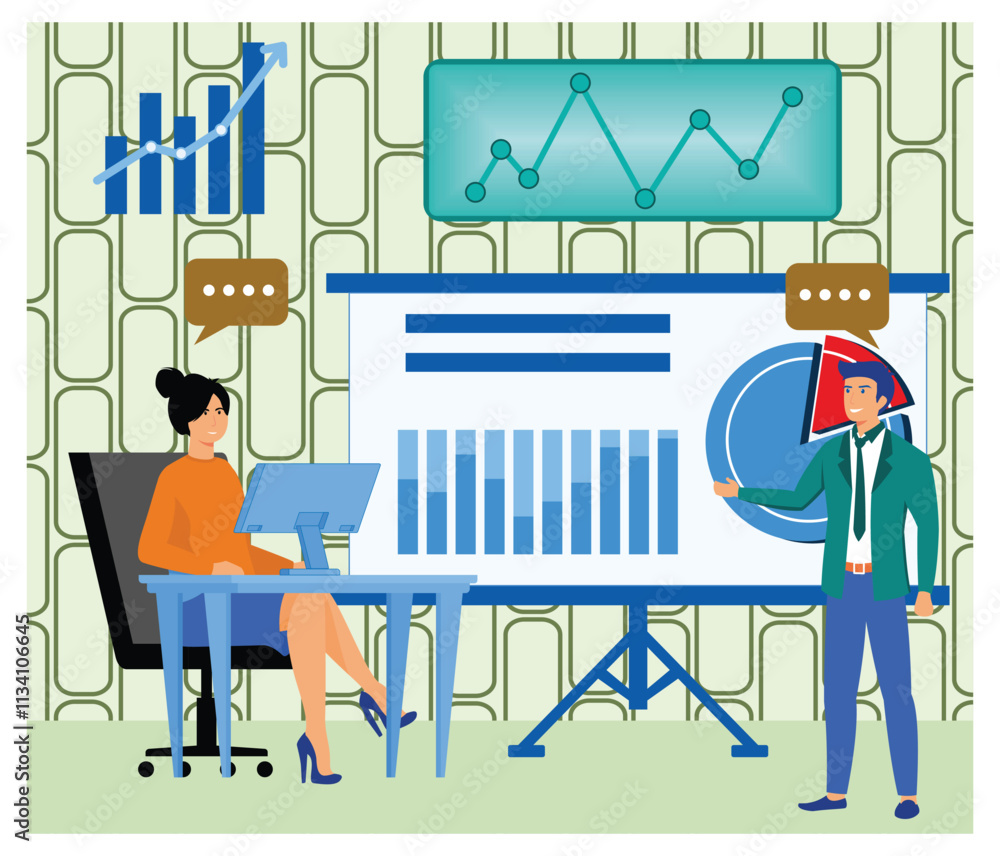 Poster business planning and analysis instruments concept. project management and start up development.