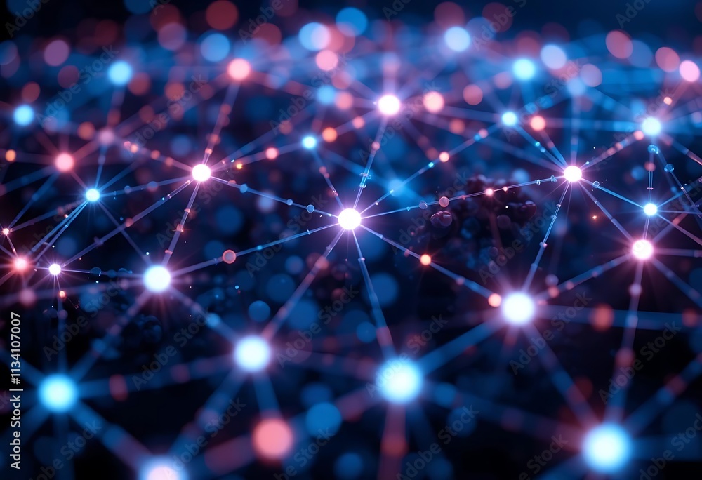 Poster a glowing network of nodes forming a digital web structure