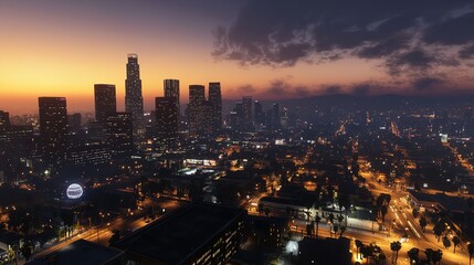 Obraz premium Los Angeles at Night (16K Resolution Ultra Photorealistic)