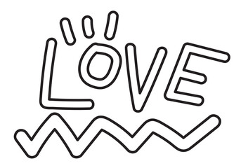 Outline of LOVE letters for Valentine's Day, font, typography, text, message, cute patches, shirt print, brooch, girl power, sticker, sign, label, wedding card, kid colouring book, art, painting, ads	