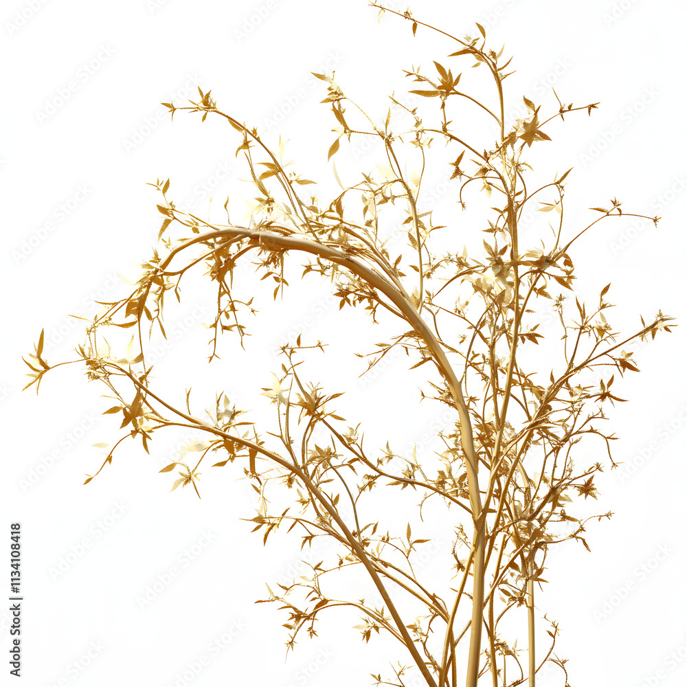 Wall mural 3d rendered illustration of golden branches/flora isolated on transparent background