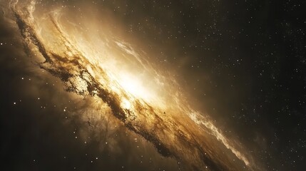 Fototapeta premium A realistic portrayal of Earth from space, illuminated by city lights and natural phenomena. The dark side of the planet contrasts with the bright patches of light, showcasing human habitation and the