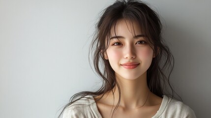 Fototapeta premium Portrait of a young woman with natural beauty and soft lighting