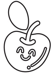 Cherry outline for fruit, vegan, cartoon character, mascot, cute patch, brooch, decoration, grocery shopping, supermarket, market, sticker, breakfast, diet, snack, kid colouring book, art, painting	
