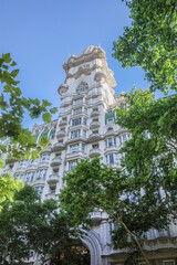 Buenos Aires, Argentina - 22 Nov, 2024: Exterior of the historic Palacio Barolo building in Buenos...