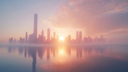 Fototapeta premium Modern Building Exterior: Cityscape Background with Sunlight