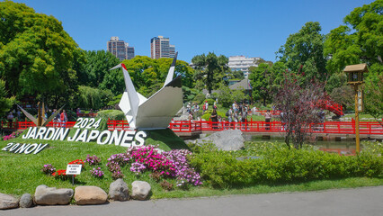 Buenos Aires, Argentina - 20 Nov, 2024: Springtime in the Jardin Japonese gardens in Palermo,...