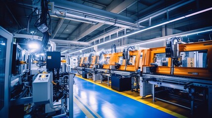 Automated assembly lines seamlessly manufacturing advanced electronic components with exceptional precision and efficiency in a state of the art industrial facility