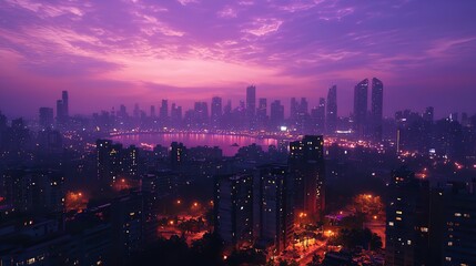 Obraz premium Mumbai Cityscape Turning Purple at Dusk