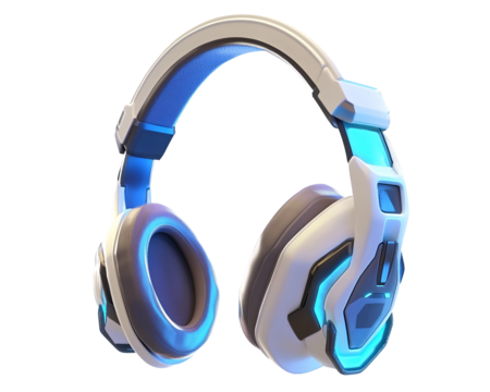 a white and blue headphones