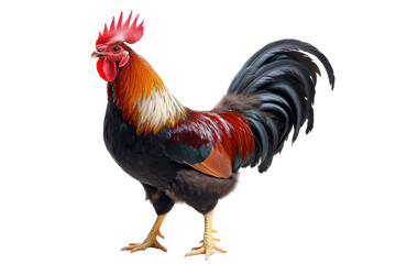 Fototapeta premium Rooster Stands Proudly Isolated on PNG Transparent Background