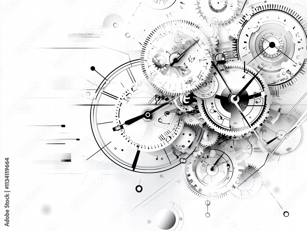 Poster abstract clockwork gears and mechanisms.