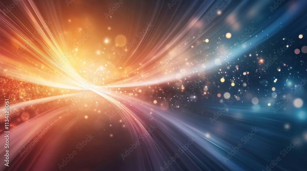 Aufkleber abstract glowing light trails and shimmering particles in vibrant colors create an ethereal backgrou