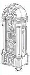 Vintage Jukebox Line Drawing.