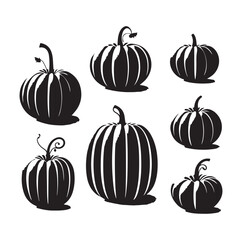 group of pumpkins silhouettes vector illustration