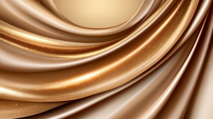 A smooth, flowing fabric design featuring warm golden tones and subtle sparkle, ideal for backgrounds or elegant presentations.