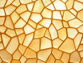 A textured surface featuring irregular, honeycomb-like shapes in shades of yellow, creating a warm and inviting visual effect.
