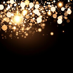 A visually captivating background featuring glowing golden orbs and lights against a dark backdrop, ideal for festive or celebratory themes.