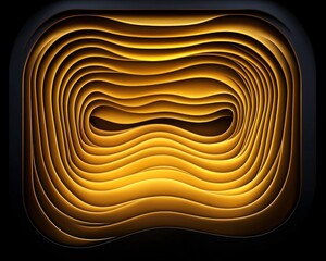 The image features a layered, abstract design with smooth, wavy lines in shades of orange and yellow, creating a visually striking and modern aesthetic.