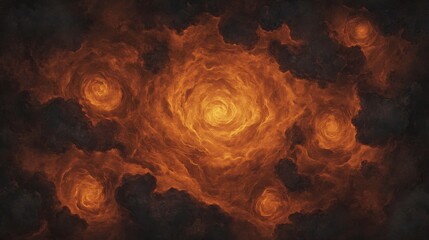Fiery swirling cloudscape, dark ominous stormy texture.