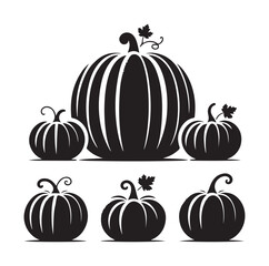 group of pumpkins silhouettes vector illustration