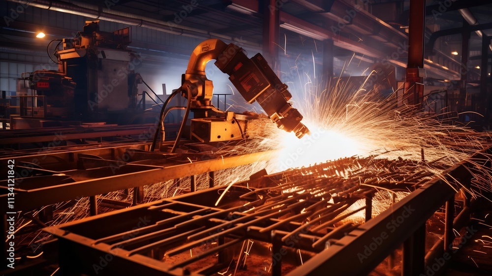 Aufkleber sleek futuristic welding robots operating with perfect coordination and precision in a state of the 