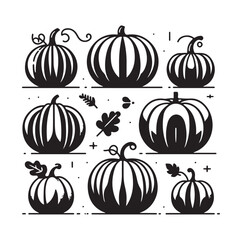 group of pumpkins silhouettes vector illustration