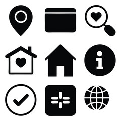 A versatile set of website icons for web design and branding. Includes clean, minimal vector icons suitable for digital platforms, UI design, branding, and app development.