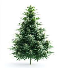 Cannabis Christmas tree isolated on a white background