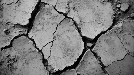 Cracked Dry Earth in Black and White