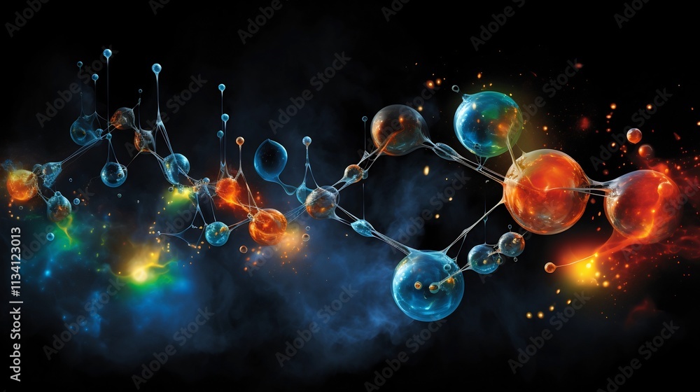 Aufkleber vibrant molecular interactions a digital of chemical reactions and energy transfers this captivating