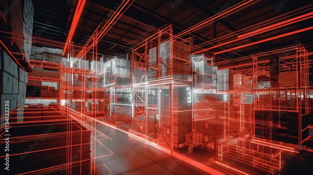 Poster innovative logistics systems leveraging advanced technologies to optimize warehouse and boost effici
