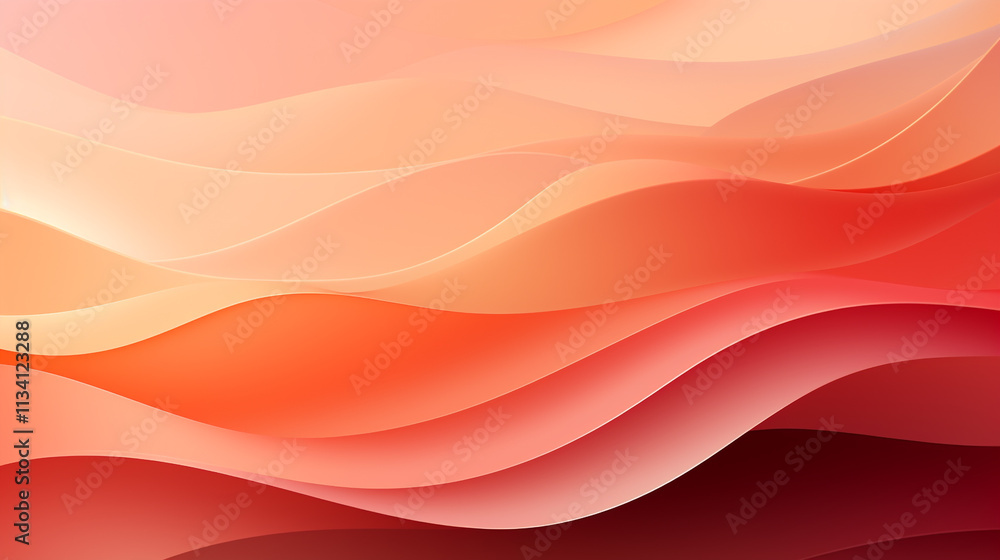 Poster abstract peach and orange, peach fuzz waves. abstract background with waves