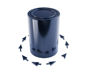 a black cylinder with arrows around it