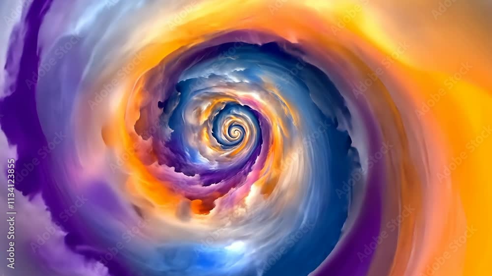 Poster abstract swirling colors create a captivating vortex resembling a cosmic phenomenon in a vibrant col