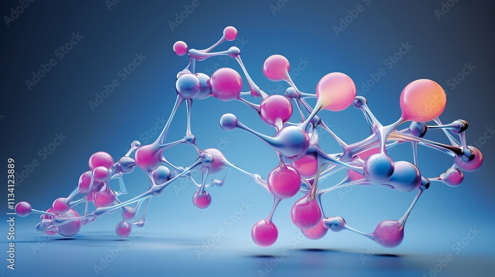Poster a captivating digital showcasing the intricate and complex structures of organic molecules in a futu