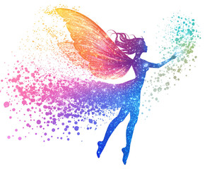 a silhouette of a woman with wings