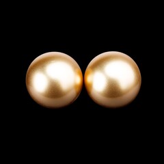 Macro Shot of Two Flawless Golden Spheres on Stark Black Background