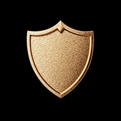 Golden Shield Isolated on Black Background