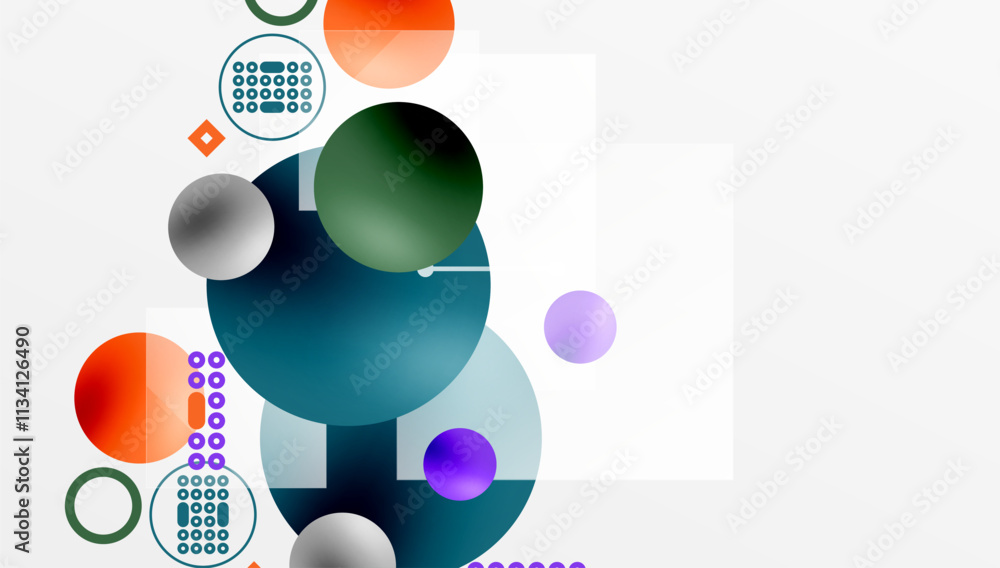 Poster circles and elements geometric abstract background