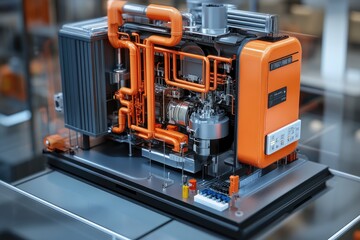 Modern hydrogen fuel cell generating electricity powering future technology