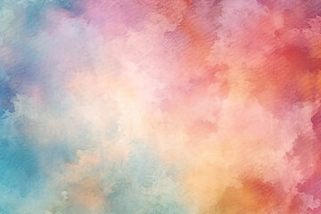 Fototapeta premium Watercolor background featuring soft, pastel colors blending together seamlessly, watercolor, background, Dreamy art piece depicts abstract waves blending warm oranges with cool purples, symbolizing c