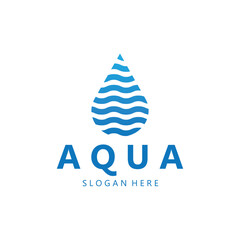 a blue logo with a mountain and water waves  water mountain logo  aqua logo  logo for business  mineral  natural