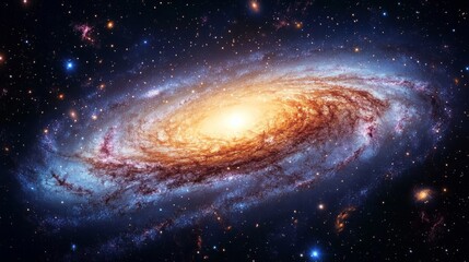 Fototapeta premium A Spiral Galaxy with a Bright Core Surrounded by Stars