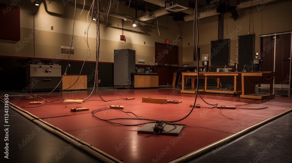 Poster battery packs undergoing tests in a simulated industrial environment for assurance and product devel