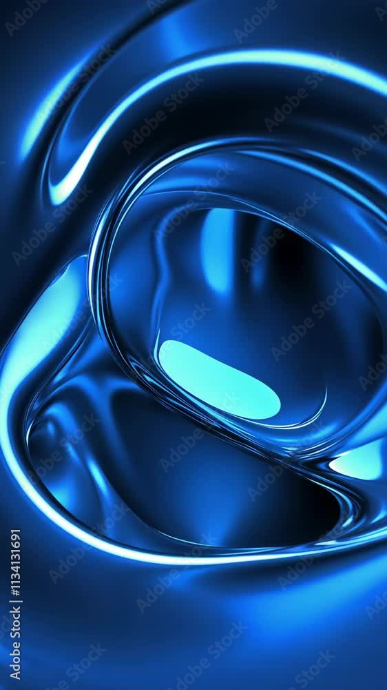 Poster abstract blue metallic swirls create a mesmerizing visual experience in a futuristic setting