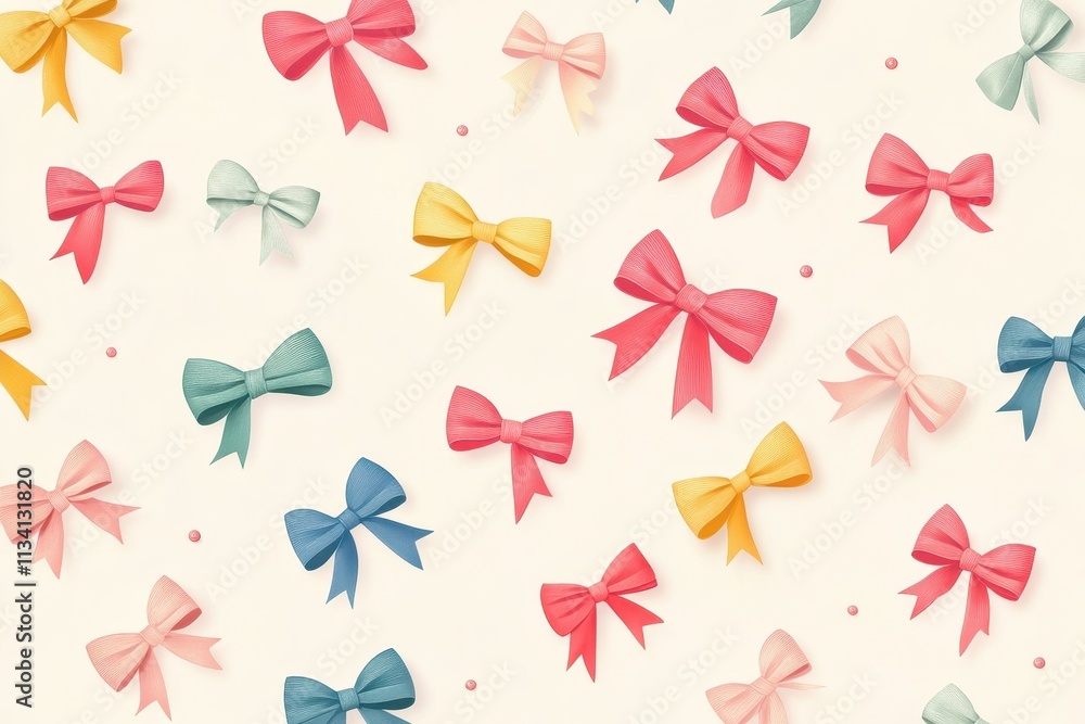 Aufkleber colorful bows in various styles and sizes create a playful backdrop for crafts and design projects