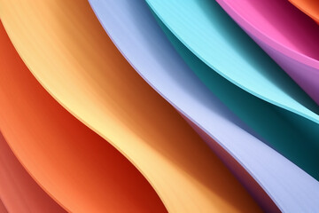 A stunning display of colorful fabric waves flowing together, showcasing a spectrum of vibrant hues in an abstract composition Colorful wavy background with paper cut style. background or wallpaper 
